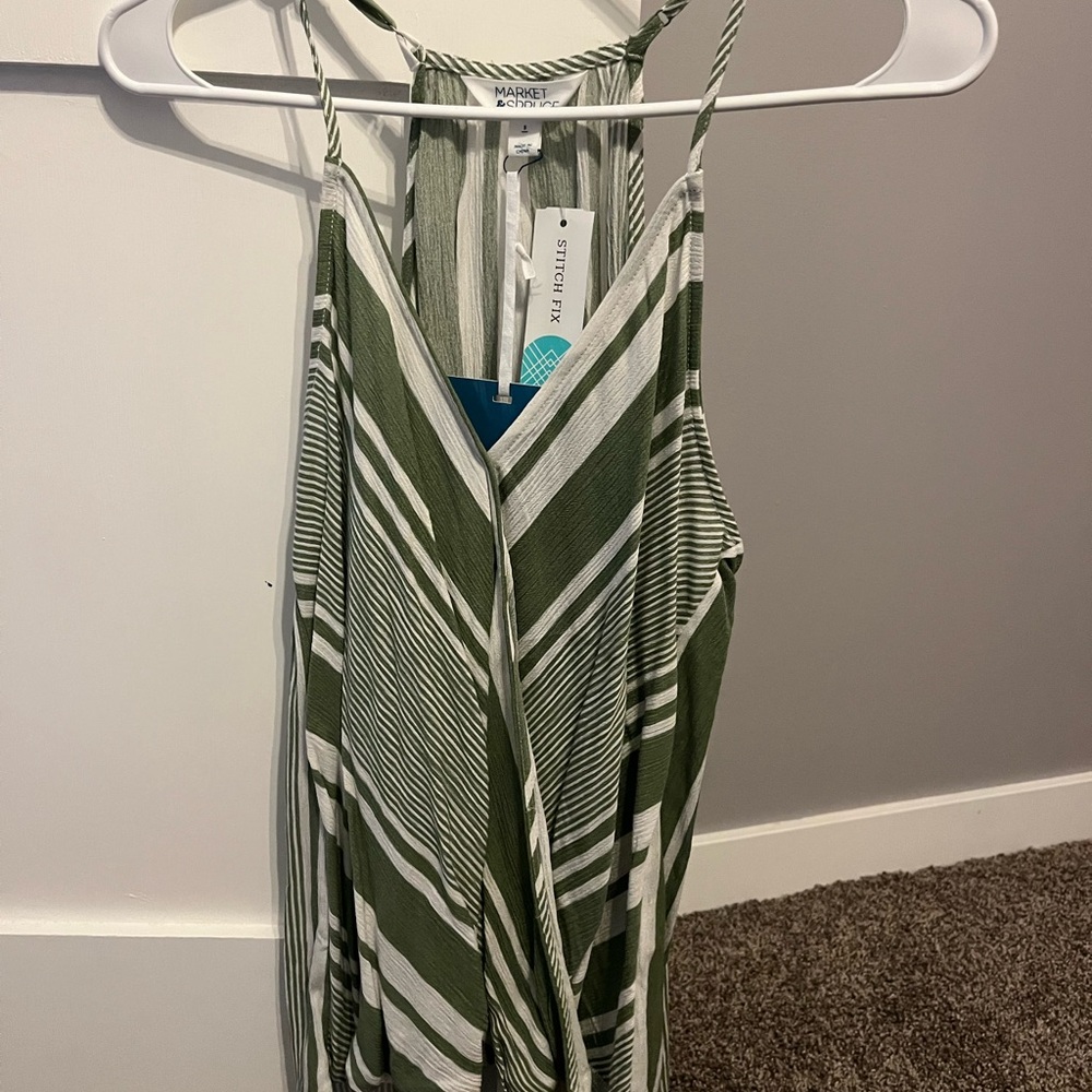 Market & Spruce Green Striped Tank Top